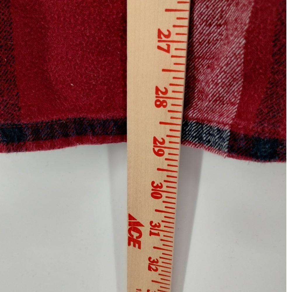 Hollister Mens Flannel Shirt‎ Cranberry White Plaid Button Up Cotton Size Medium - Picture 8 of 9